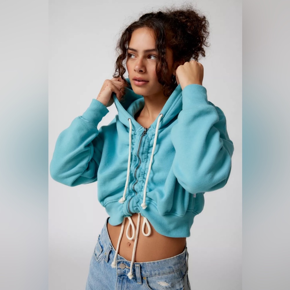 NWT Urban Outfitters Cropped Cinched Hoodie Sweatshirt